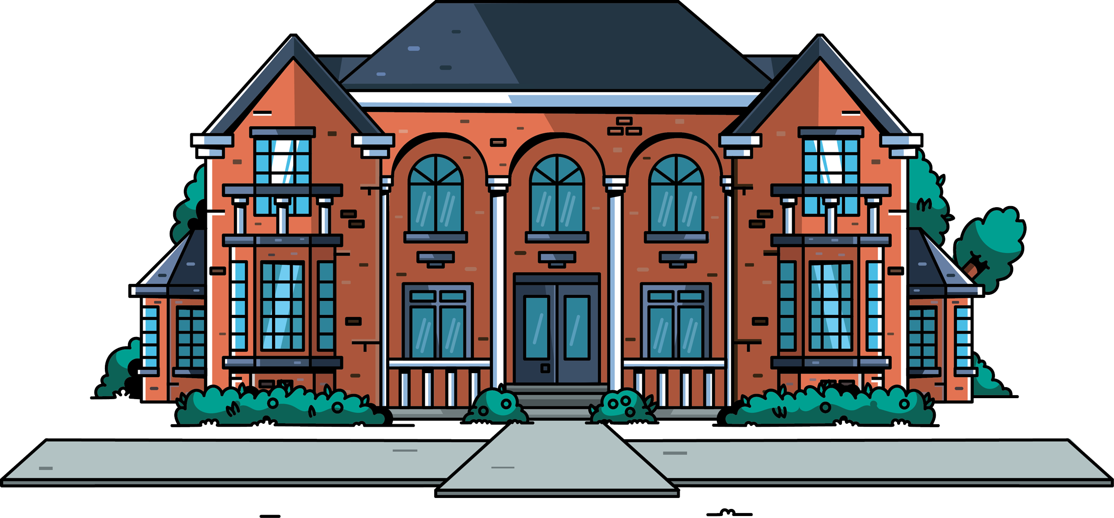 Black and orange house illustration