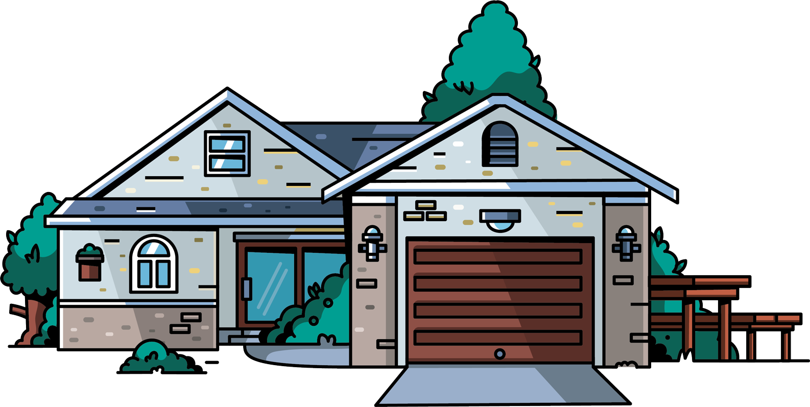 Gray and brown house illustration