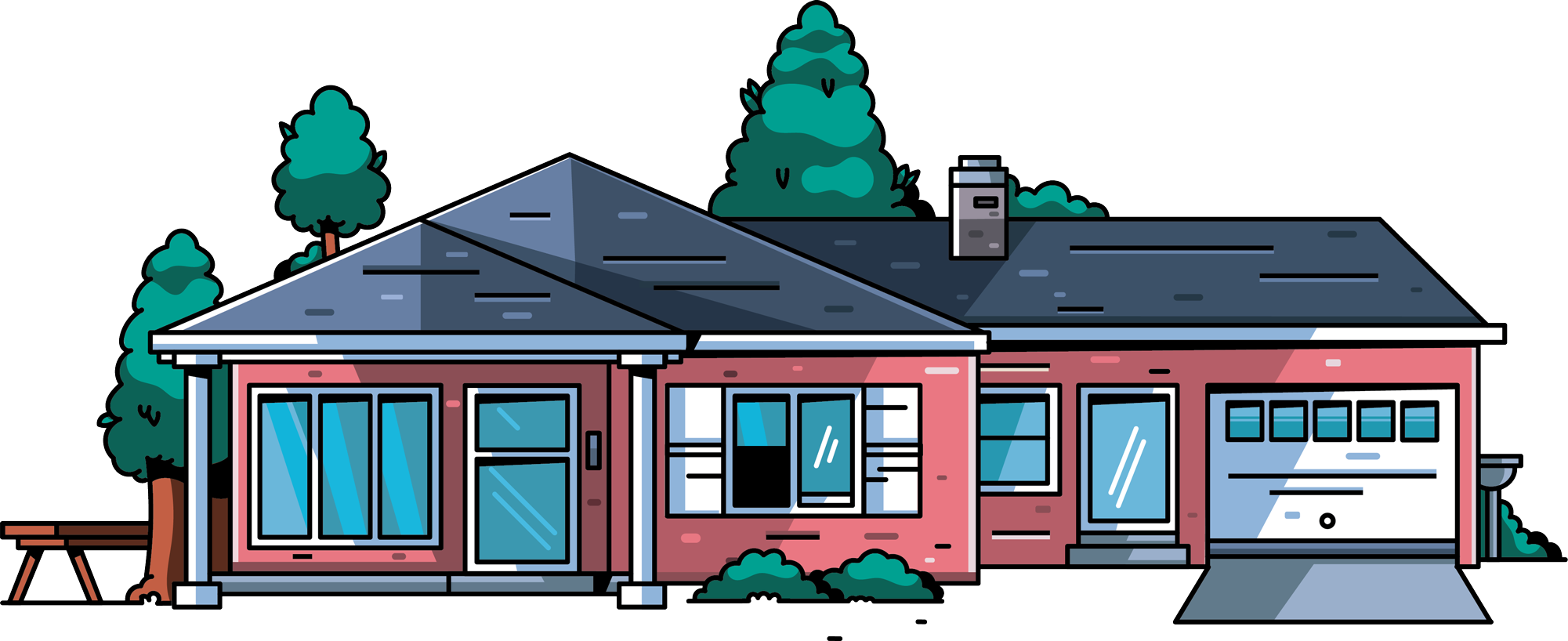 Black and red house illustration