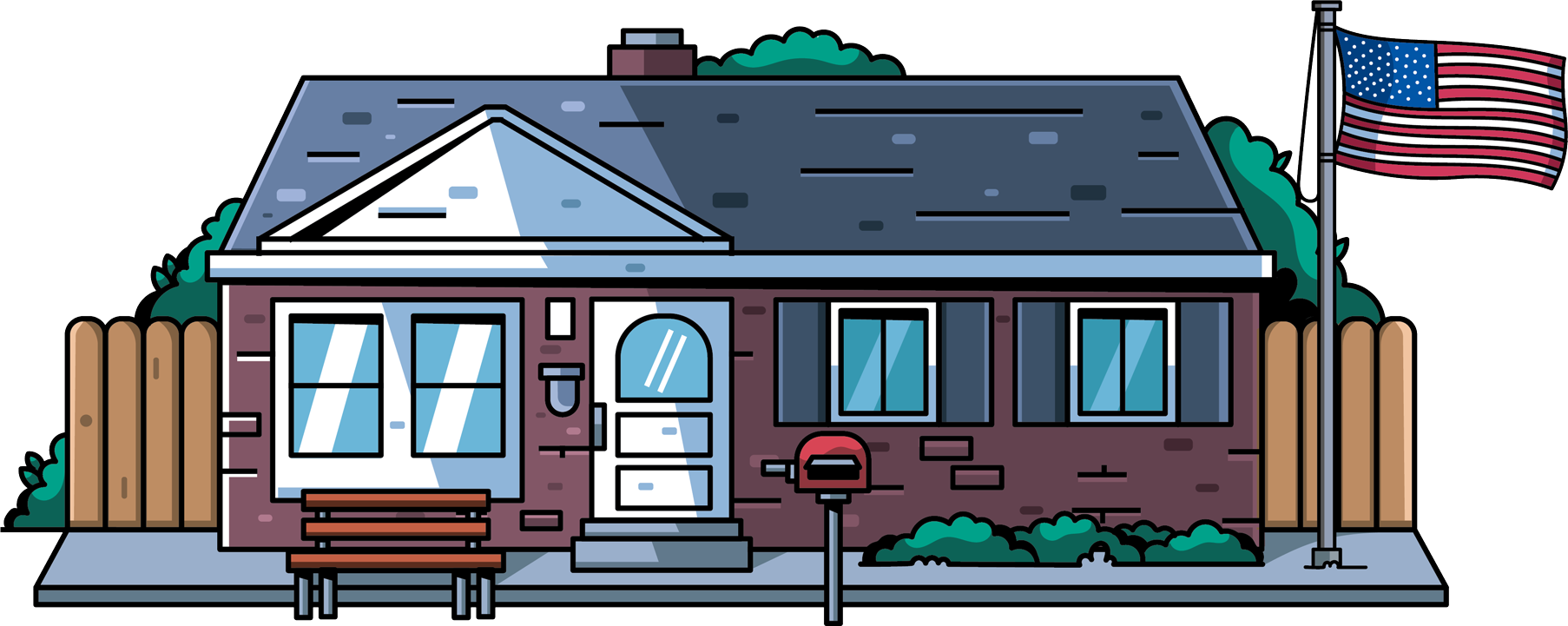 Gray and brown house illustration